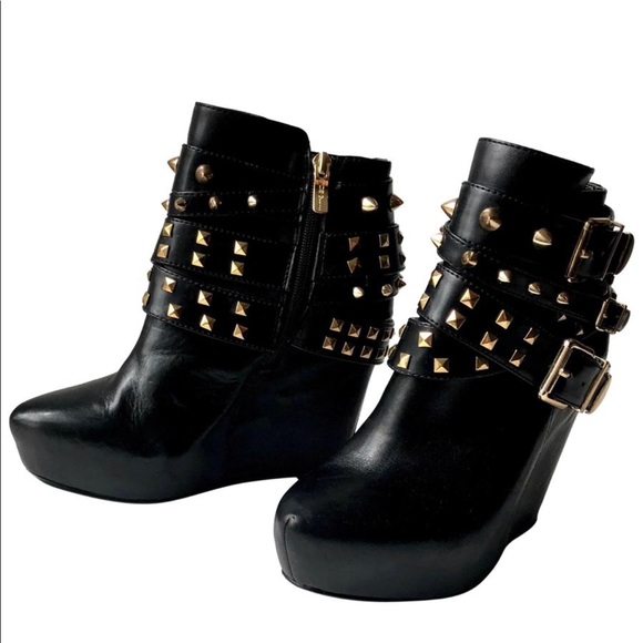 studded wedge booties